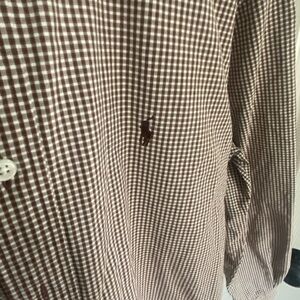 Ralph Lauren Vintage Brown & White Micro Checkered Poplin Shirt